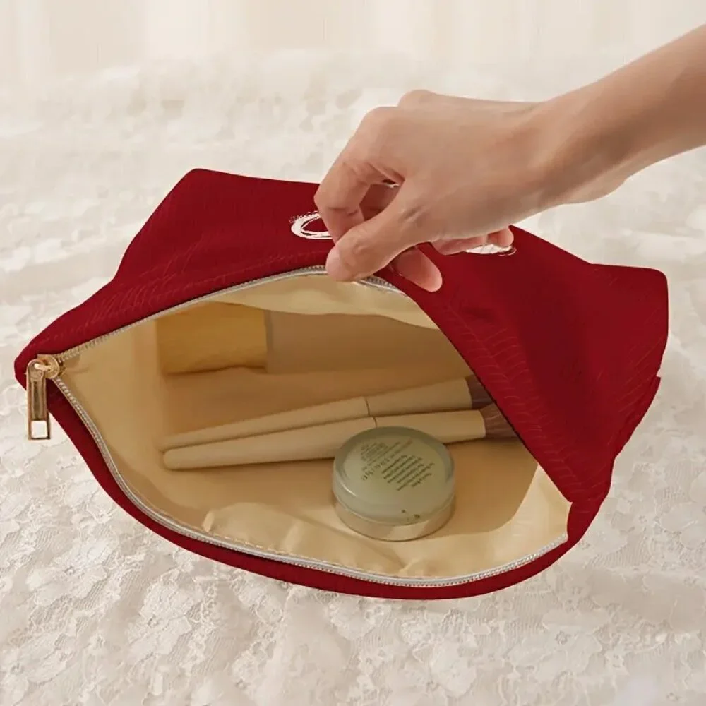 Cosmetic Bag with Heart Print